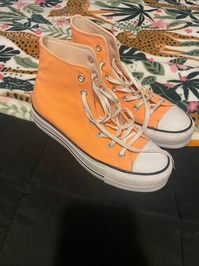 High-Top Converse Sneakers in Bright Orange